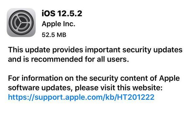 会泽苹果手机维修分享iOS12.5.2发布，建议所有老苹果用户安装 